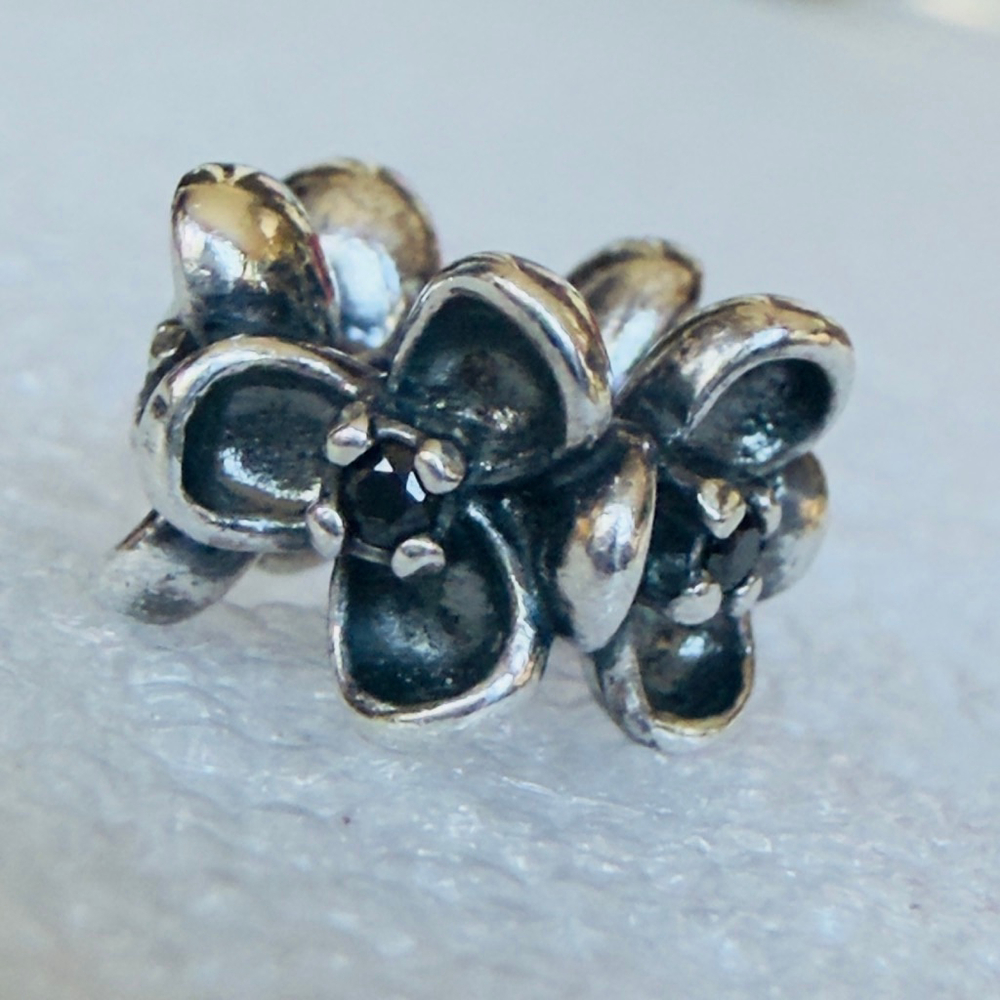 Pandora Sterling Silver 925 Wanda's Garden Black Spinel CZ Spacer Charm